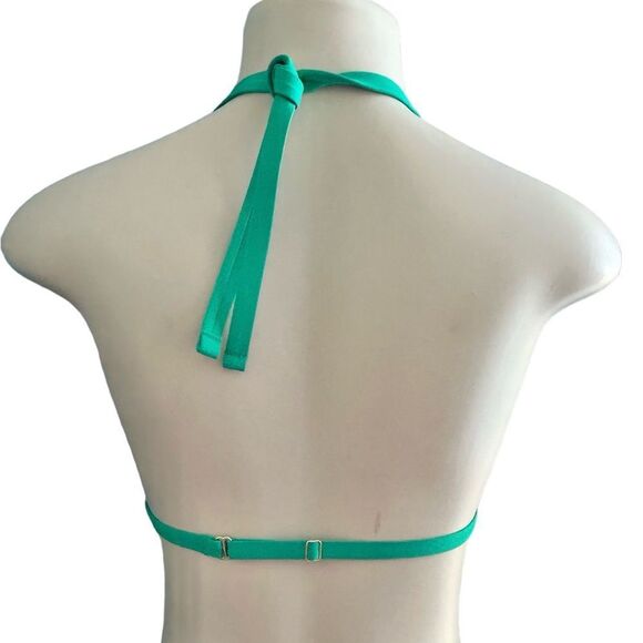 Spanx Triangle Ruched Halter Mystic Green Bikini Swim Top Size Large - Picture 4 of 7